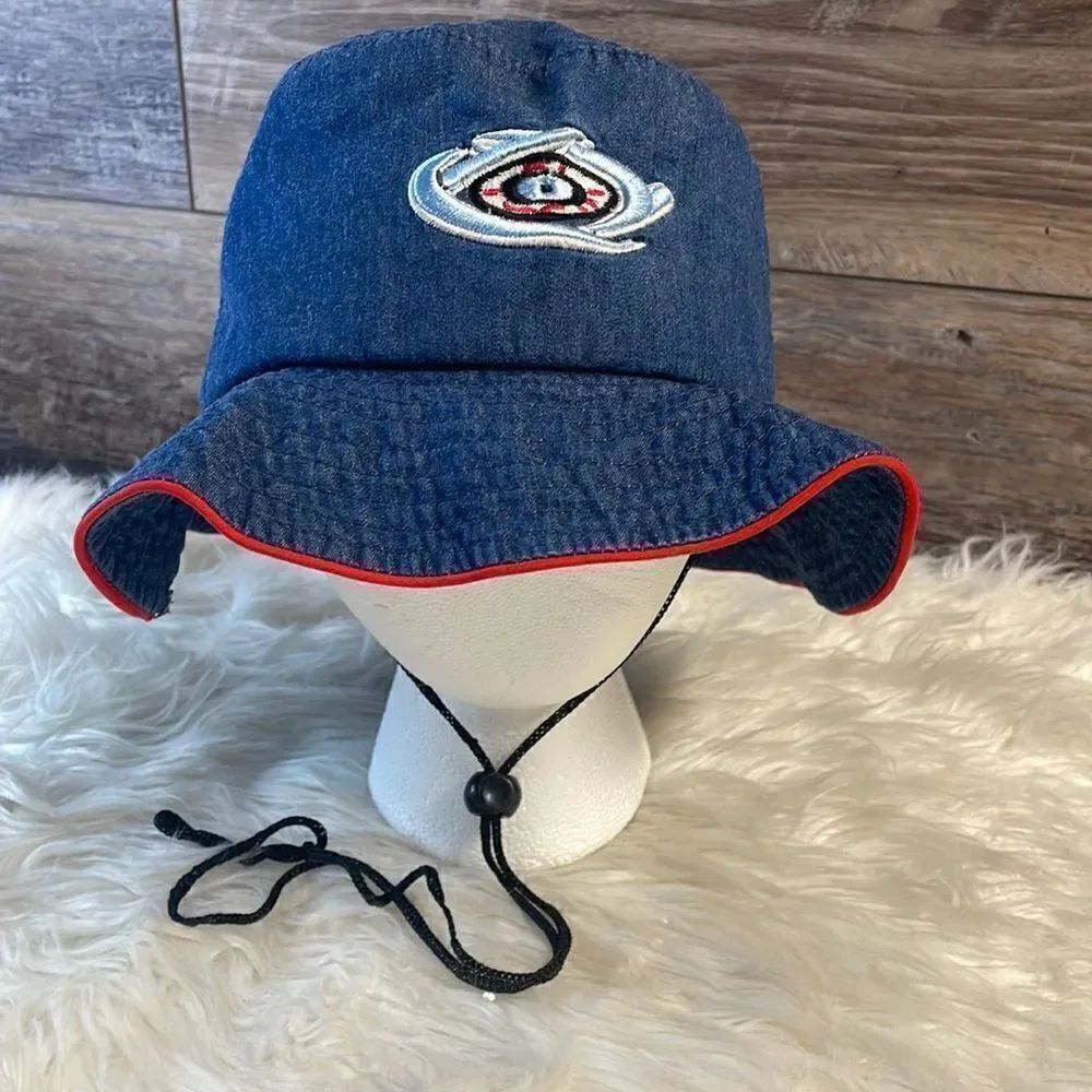 Jean Bucket Hat with Embroidered Eye, Blue , Brand Unknown